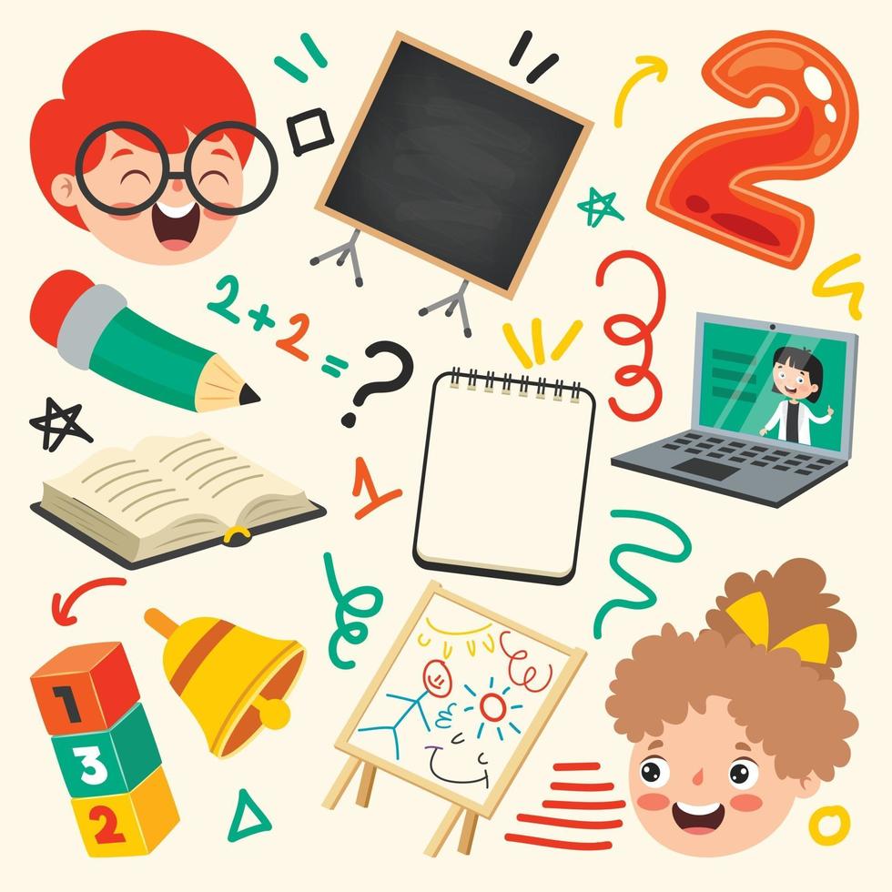 School Supplies For Children Education vector