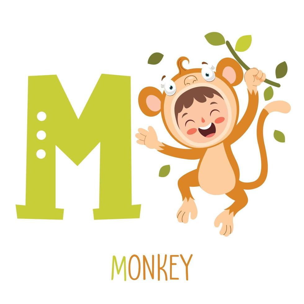 Character In Animal Costume Showing Alphabet Letter vector