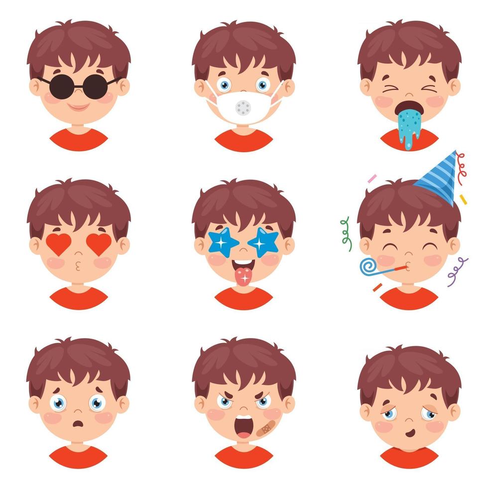 Set Of Different Expressions Of Kids vector