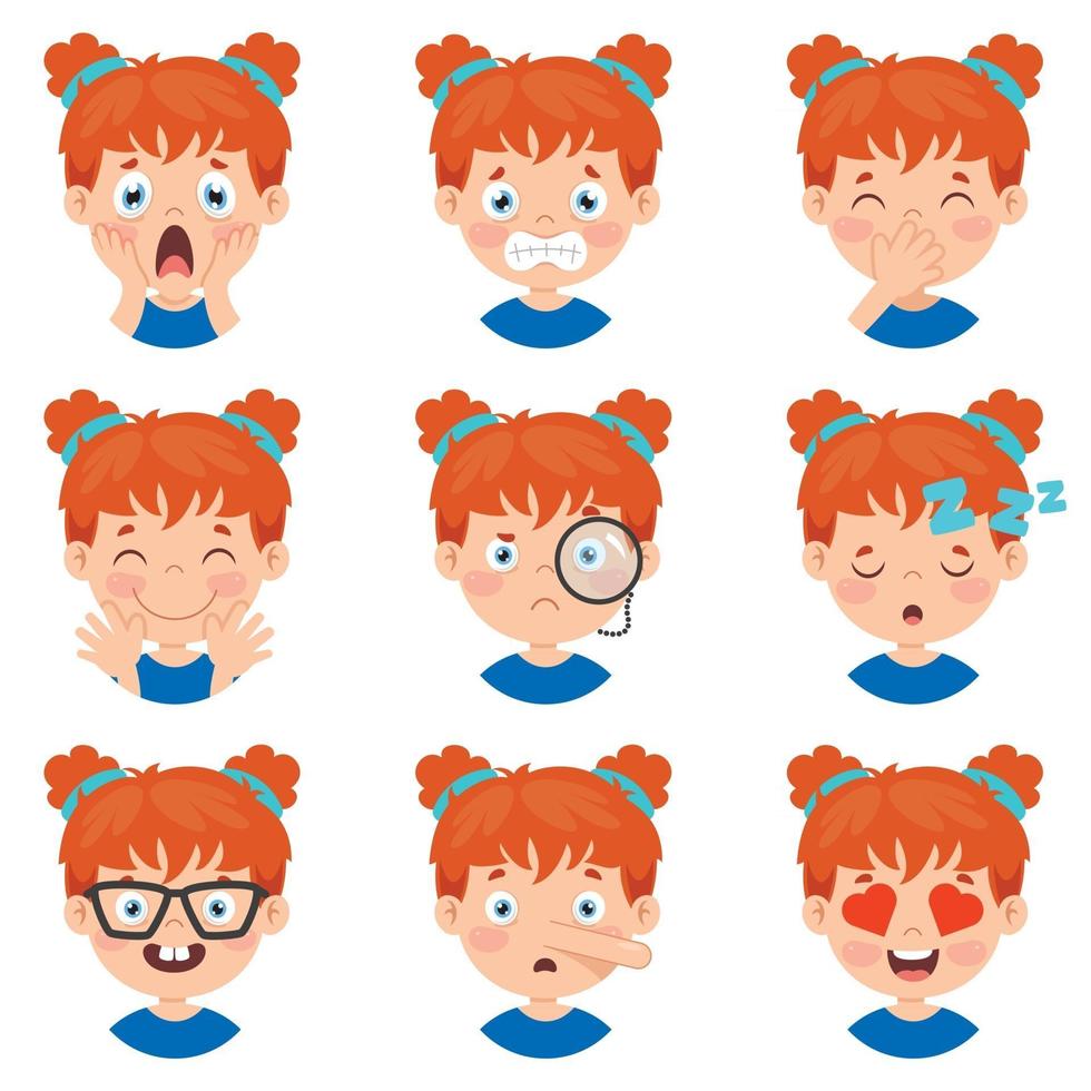 Set Of Different Expressions Of Kids vector