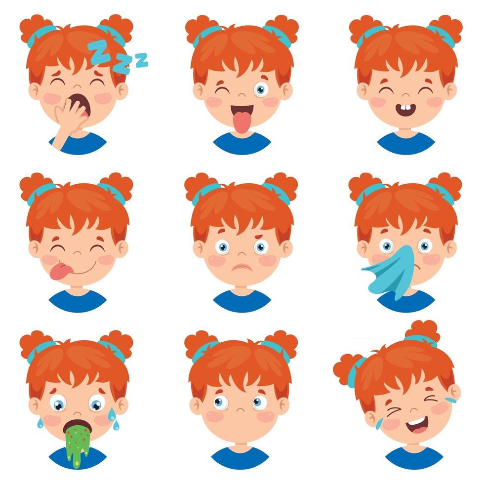 Set Of Different Expressions Of Kids vector