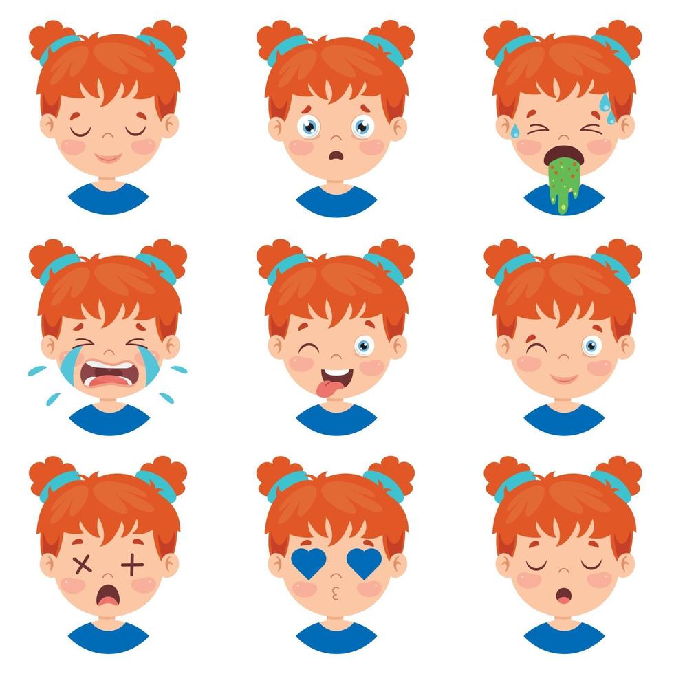 Set Of Different Expressions Of Kids vector