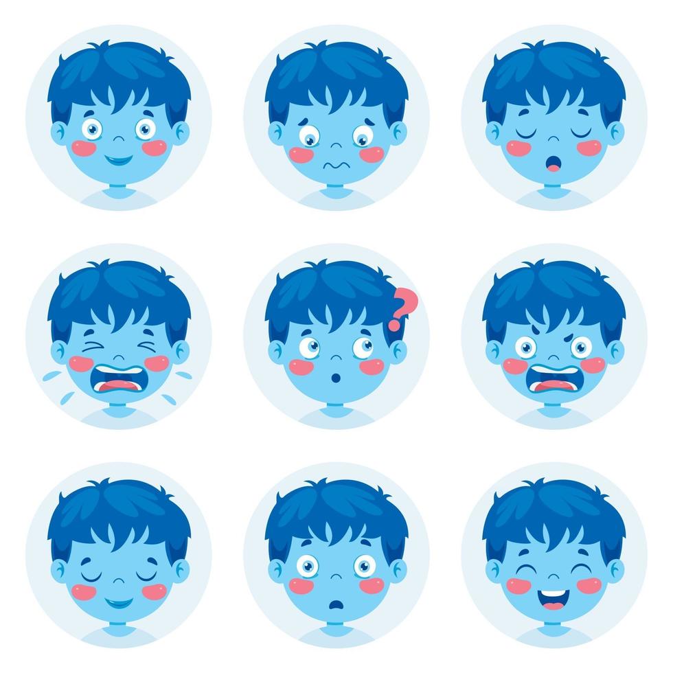 Set Of Different Expressions Of Kids vector