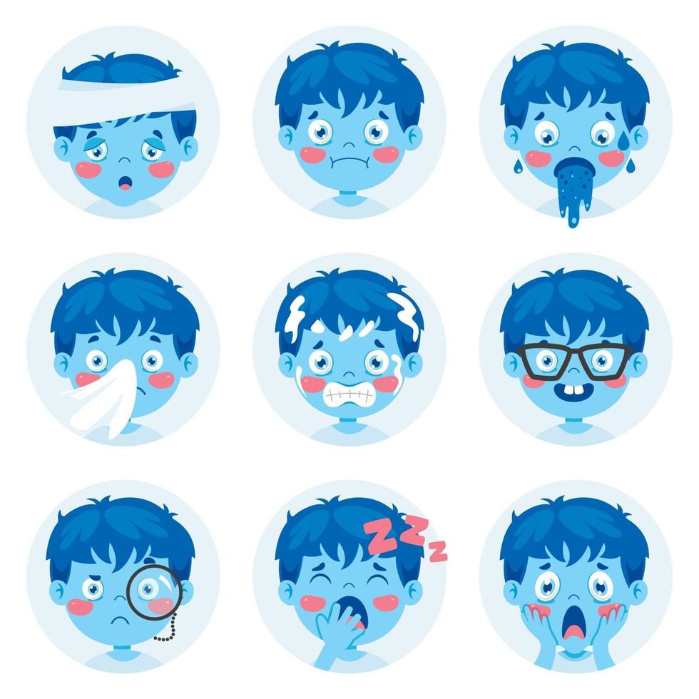 Set Of Different Expressions Of Kids vector