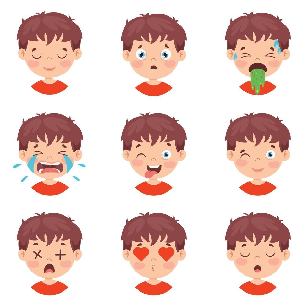 Set Of Different Expressions Of Kids vector