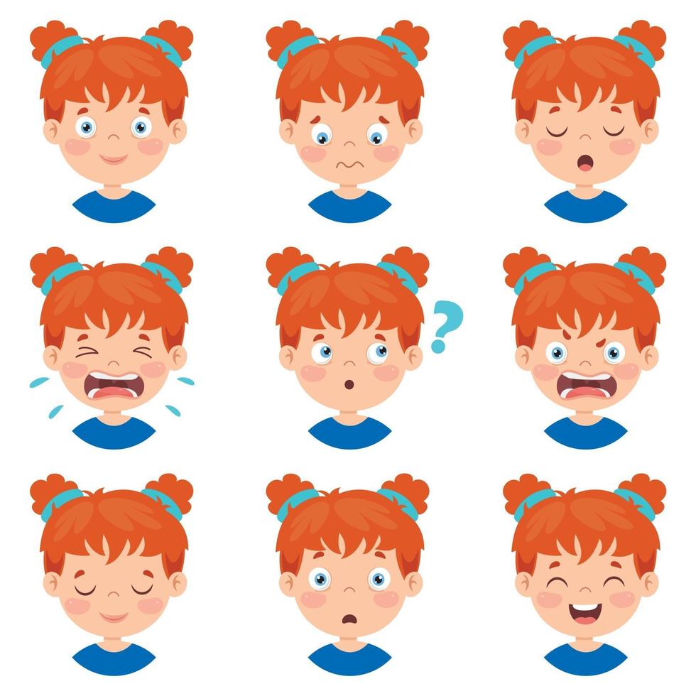 Set Of Different Expressions Of Kids vector