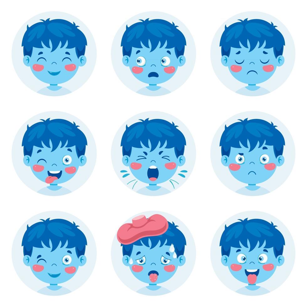 Set Of Different Expressions Of Kids vector