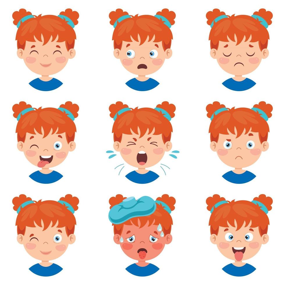 Set Of Different Expressions Of Kids vector