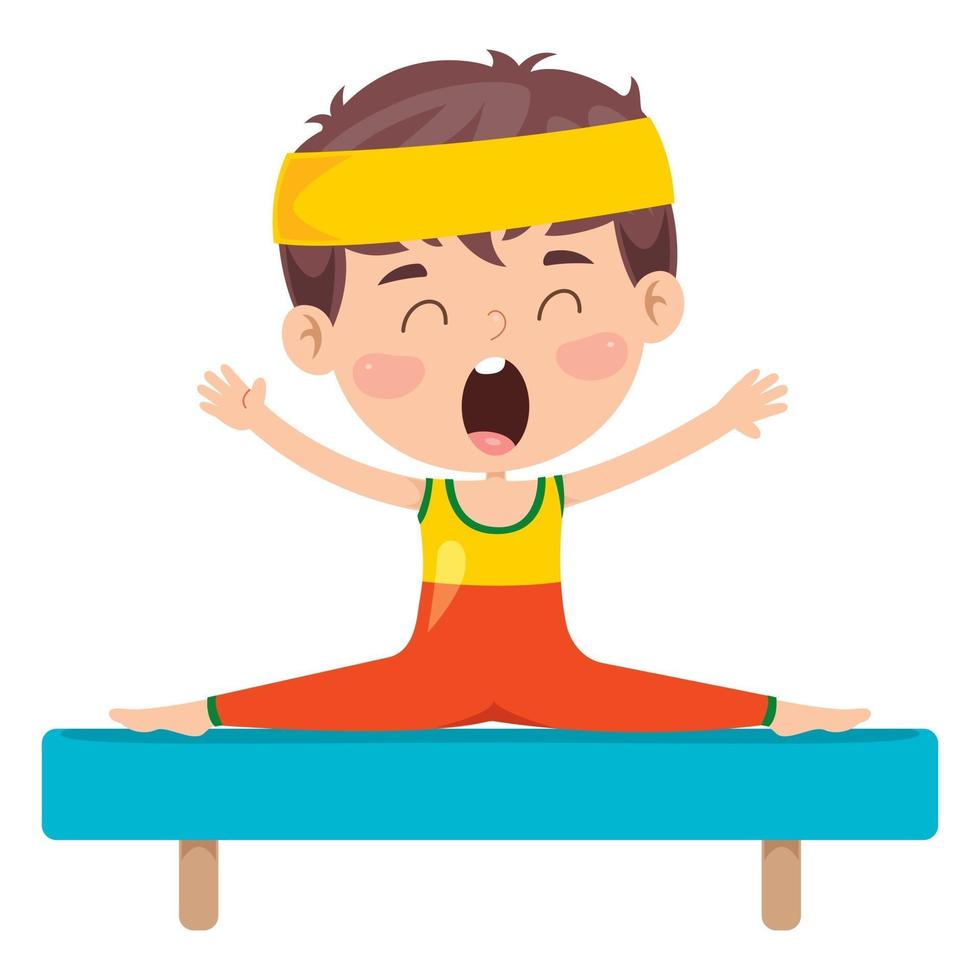 niño feliz haciendo ejercicio de gimnasia vector