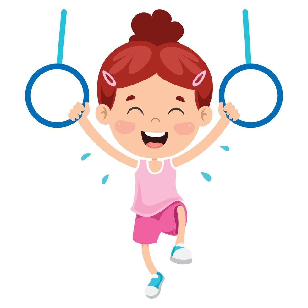 niño feliz haciendo ejercicio de gimnasia vector