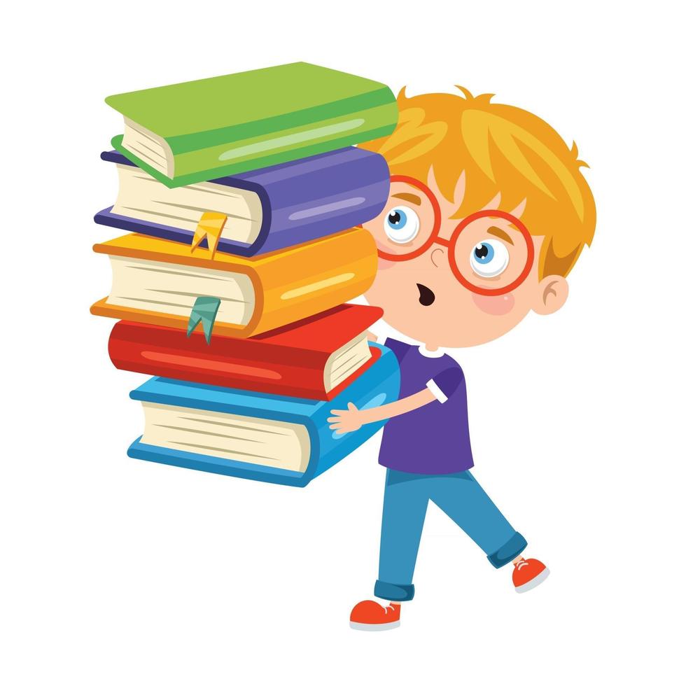 Cute Funny Kid Carrying Books vector