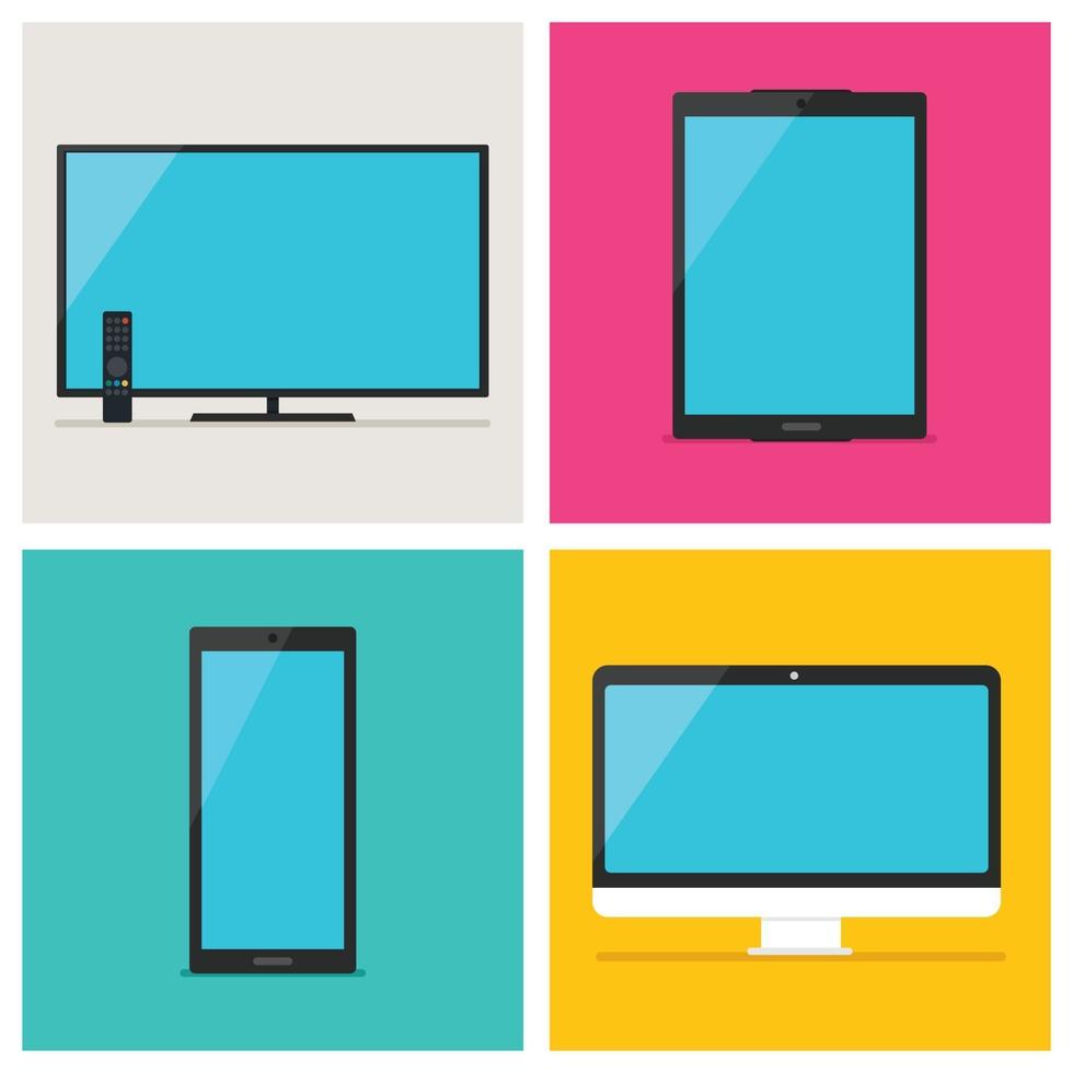 Digital Devices On Colorful Background vector