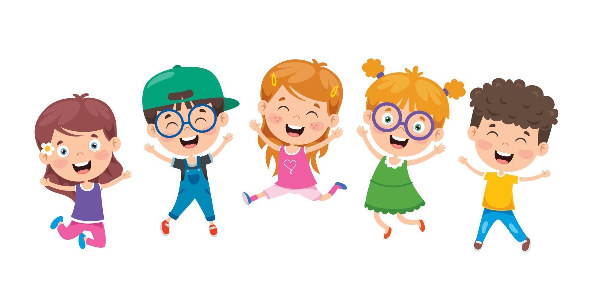 Group Of Funny Children Jumping vector