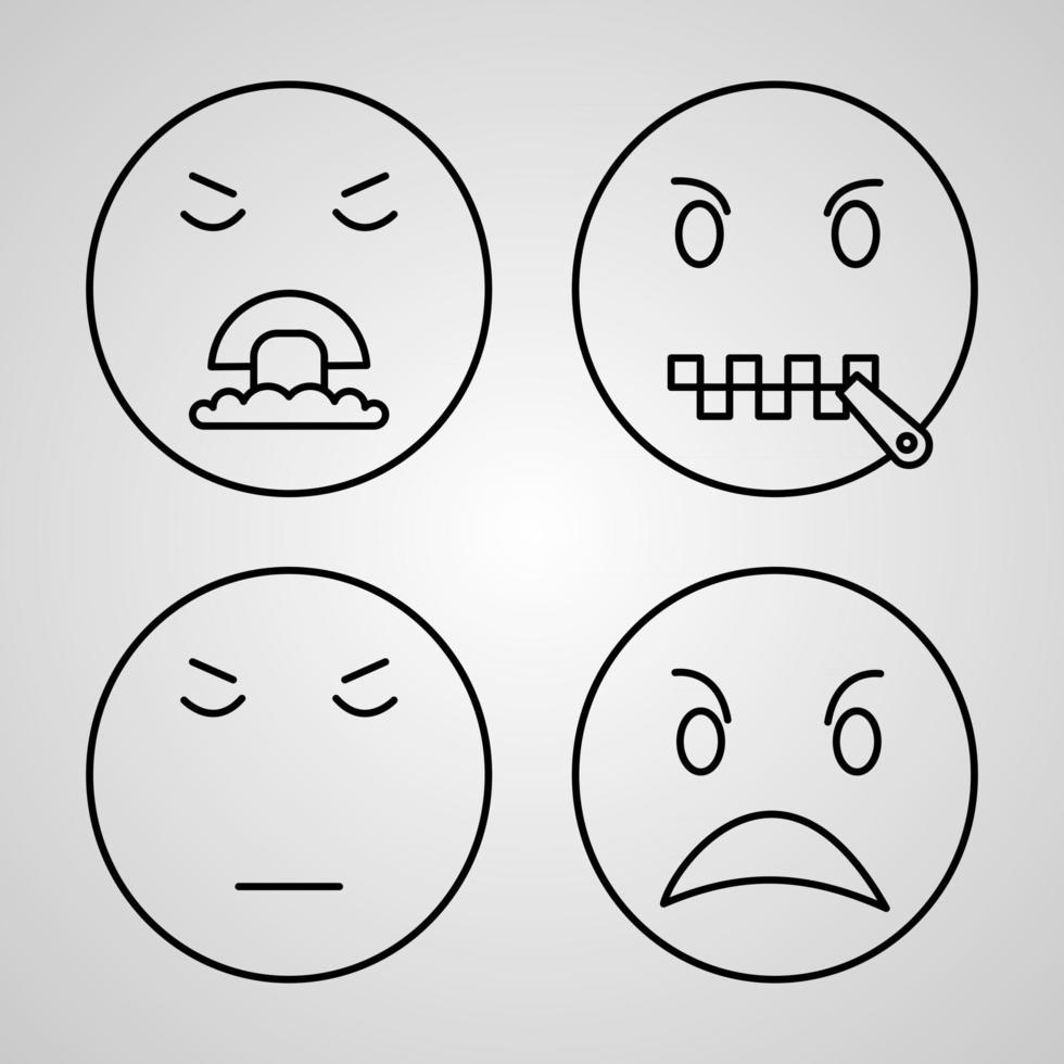 Emojis Line Icon Set Collection of Vector Symbol in Trendy Outline Style