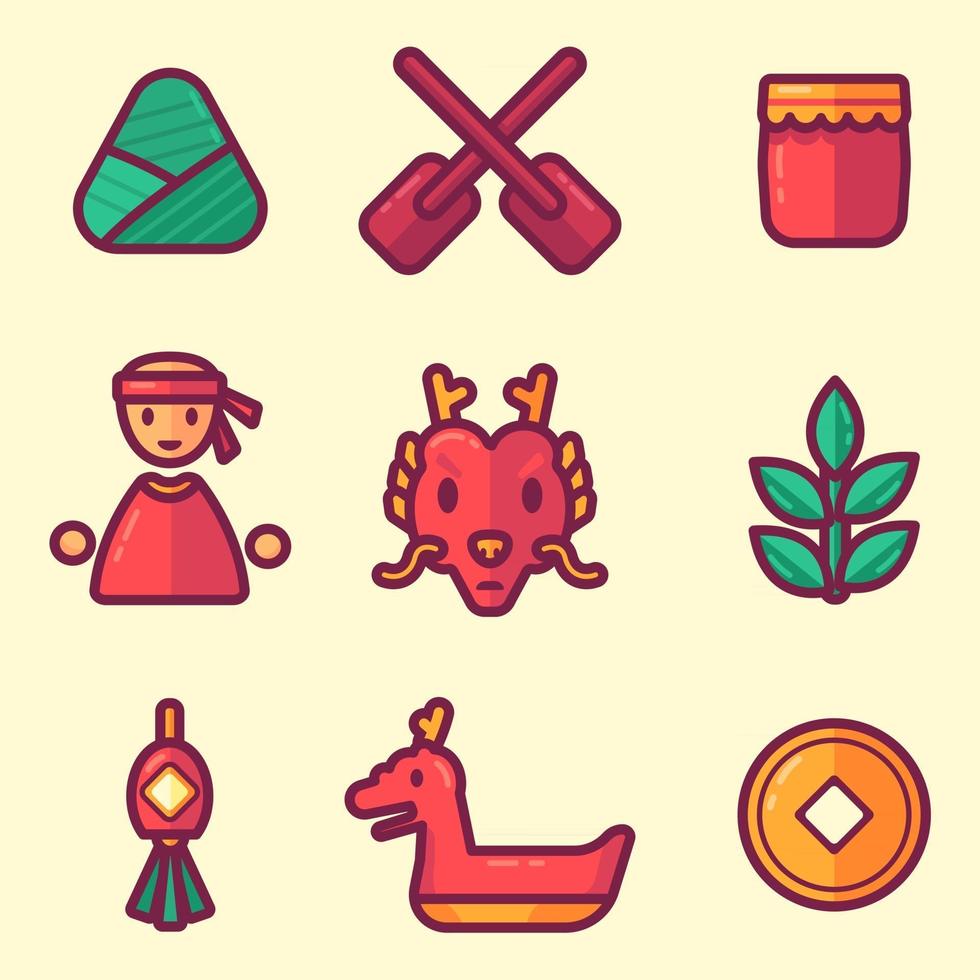 Dragon Boat Festival Icon Collections vector