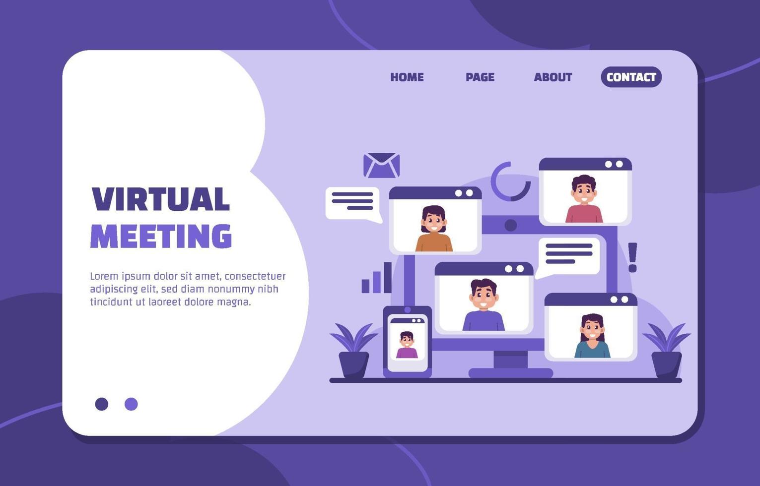 página de inicio de reunión virtual vector