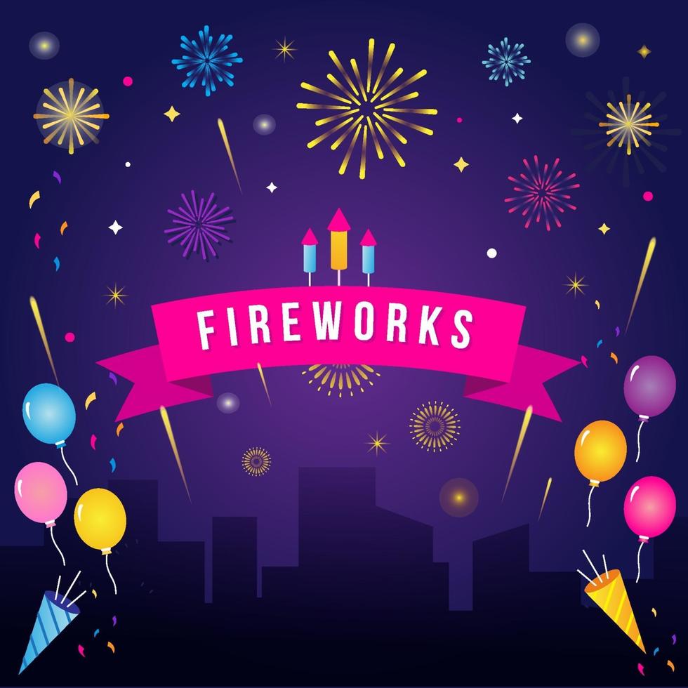 Fireworks Show at Night vector