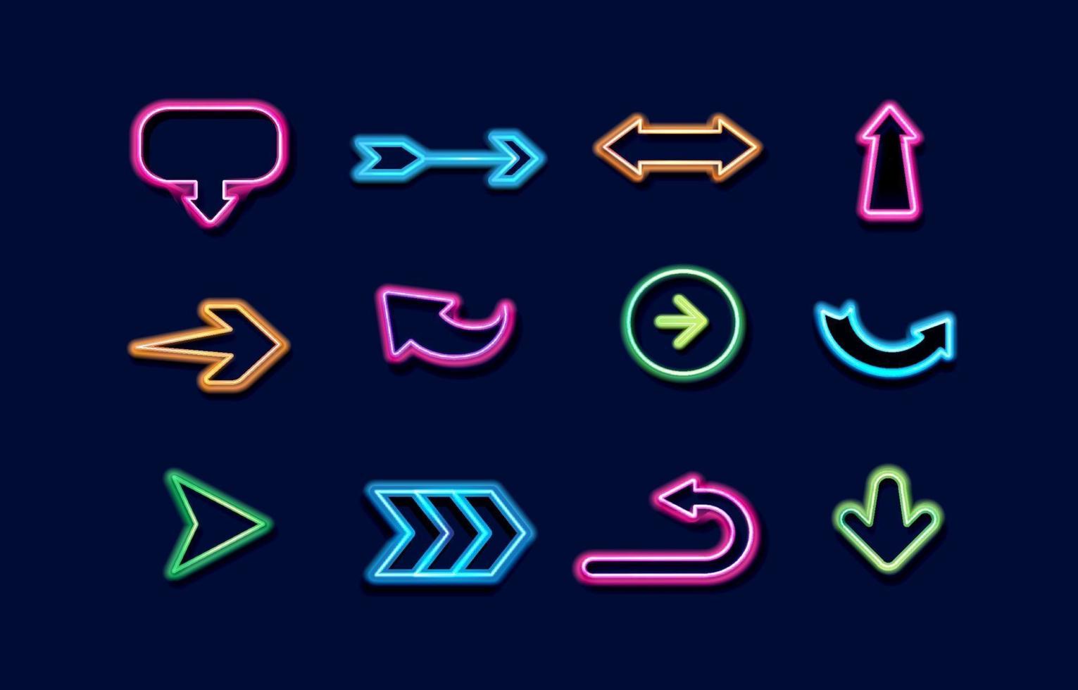 Arrow Neon Icon Pack vector