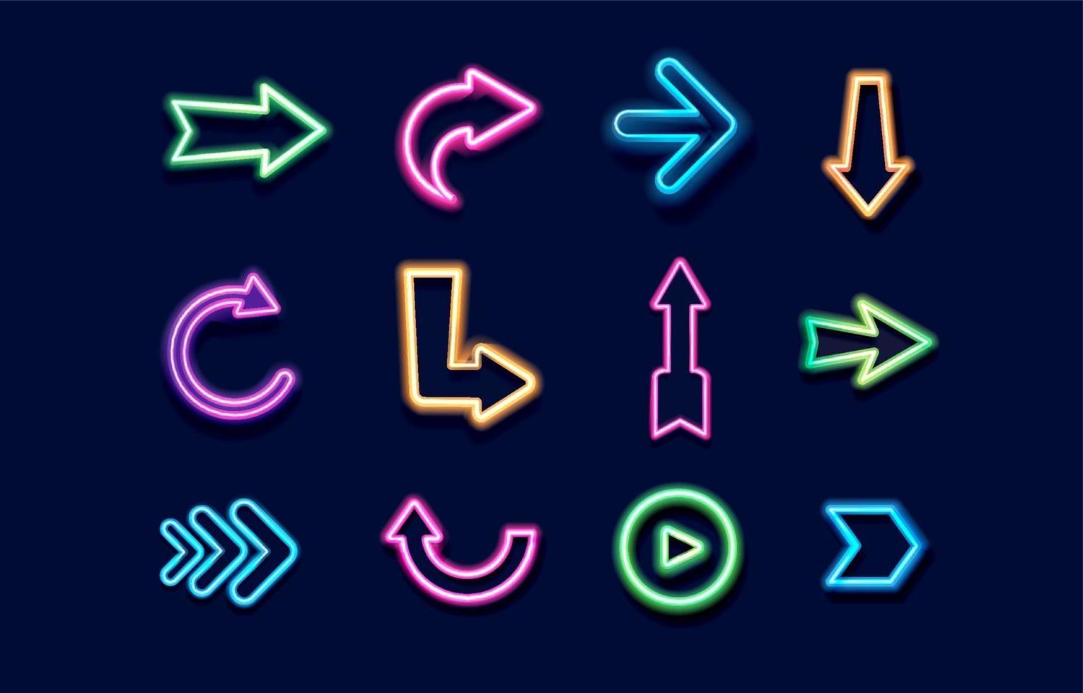 Arrow Neon Icon Collection vector