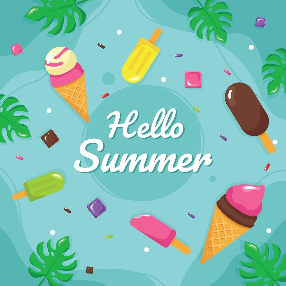 fondo de helado de dulces de verano vector