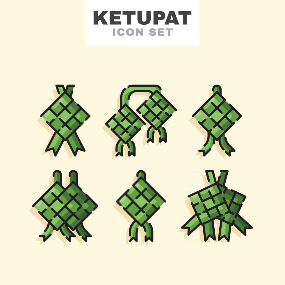 Ketupat Icon Set vector