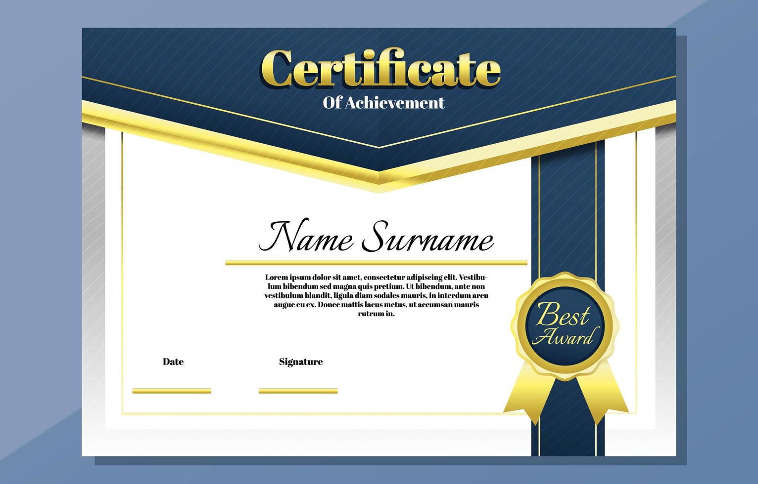 plantilla de certificado elegante simple vector