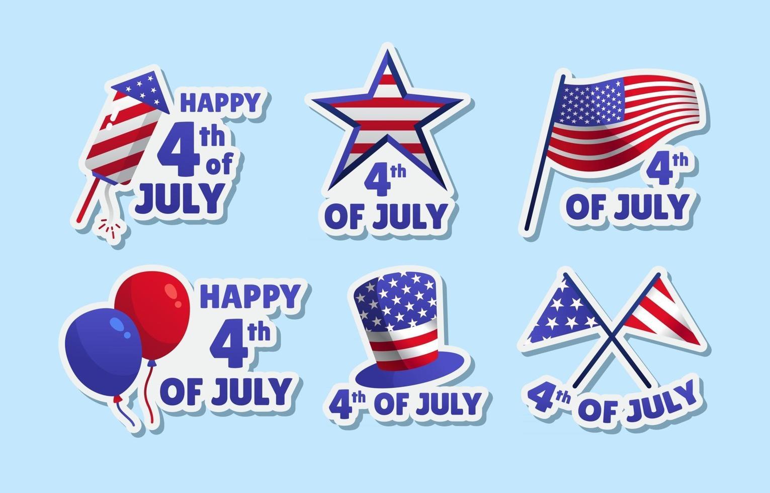 4th of July Sticker Collection vector