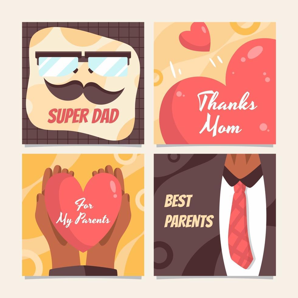 Card Collection for Celebrating Parents Day vector