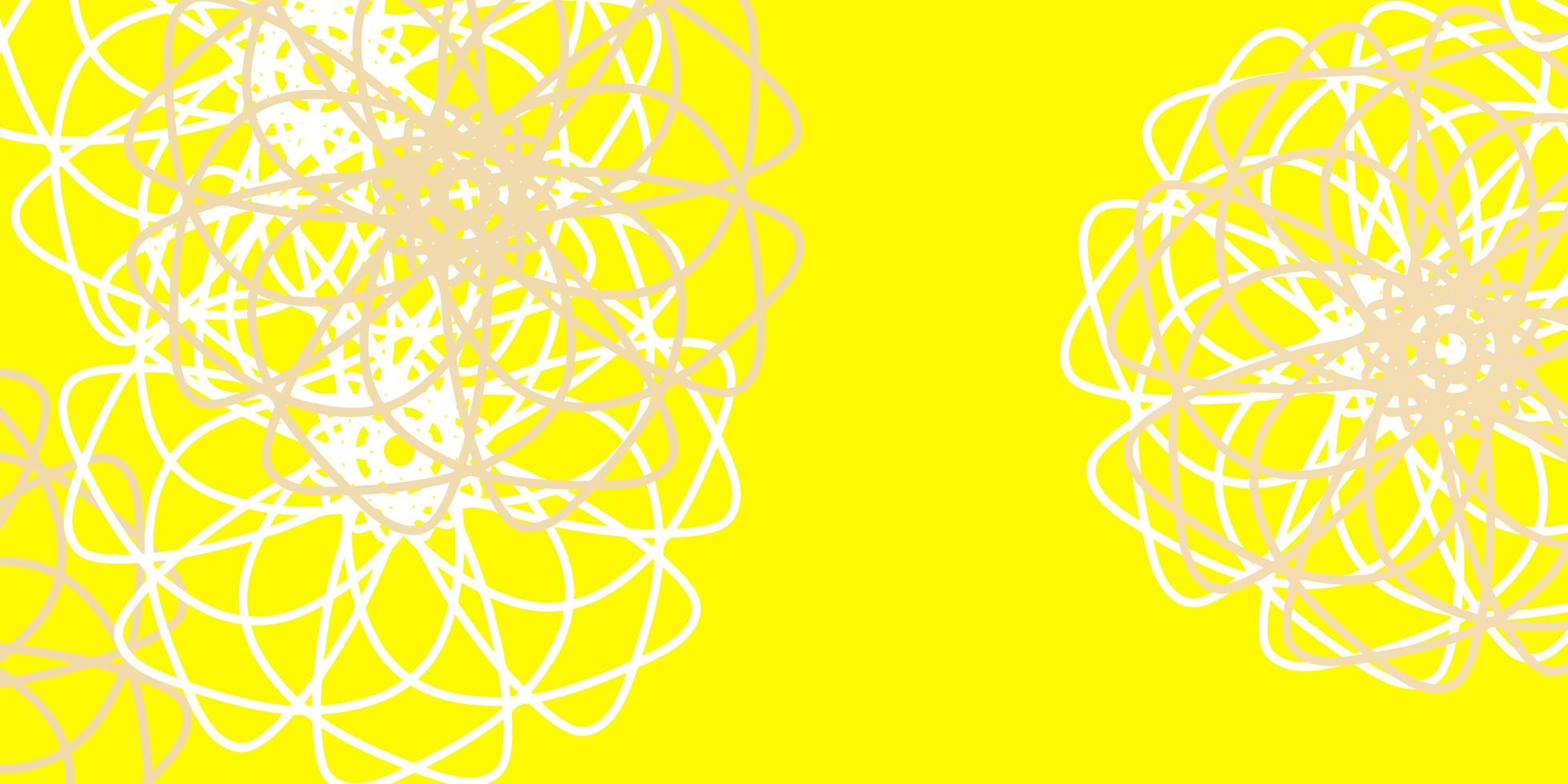 Plantilla de doodle de vector amarillo rojo claro con flores