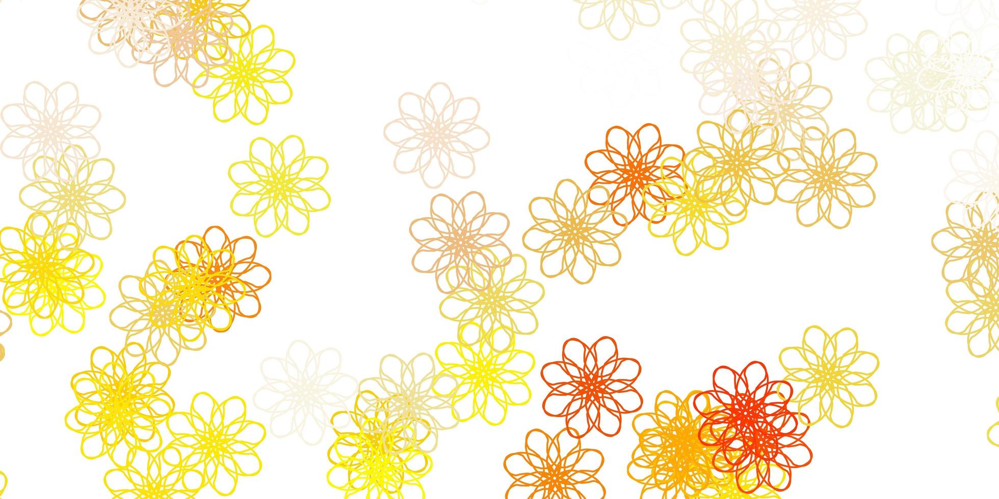 plantilla de doodle de vector amarillo claro con flores