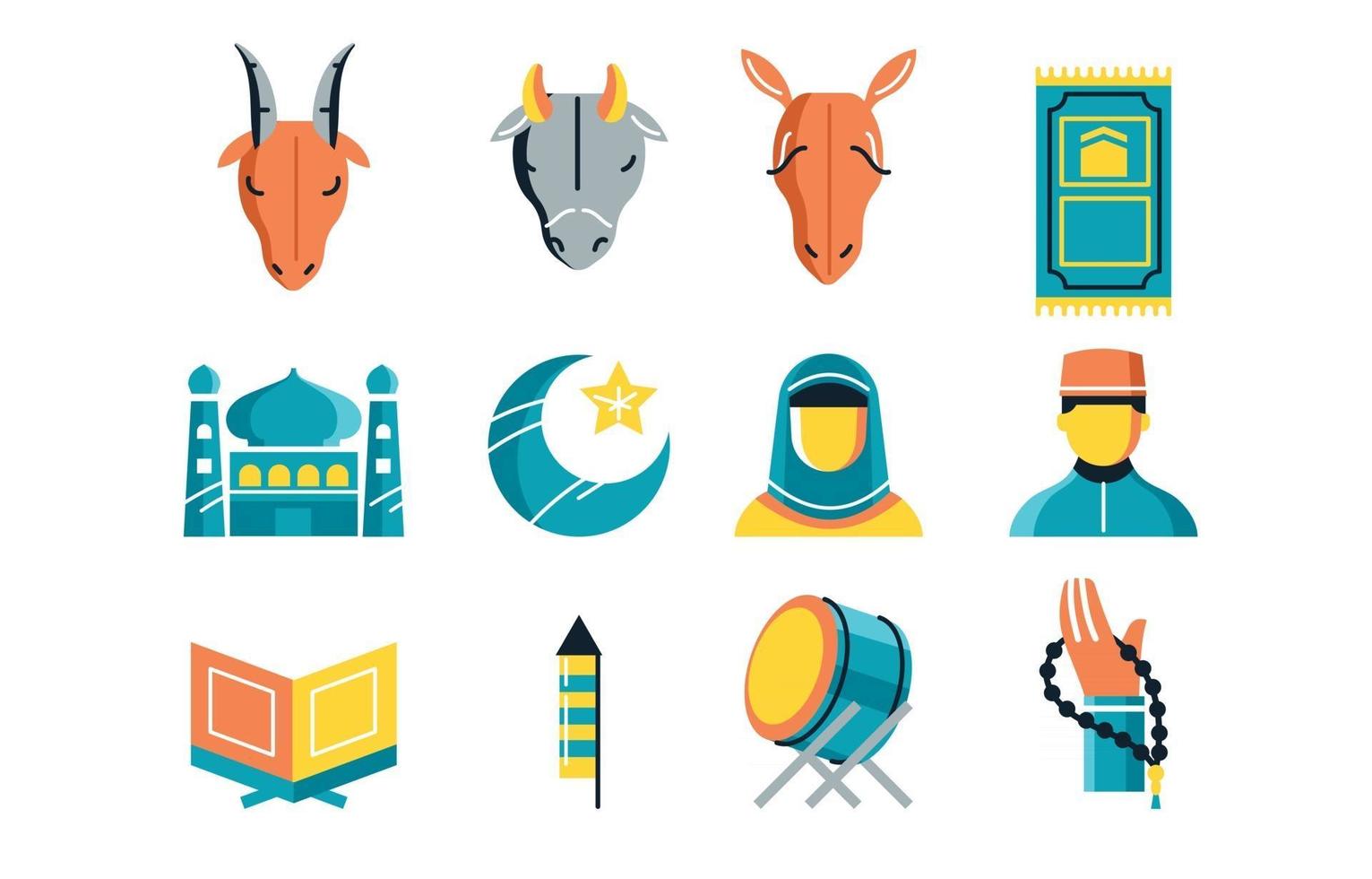 Set of Colorful Icons Eid El Adha vector