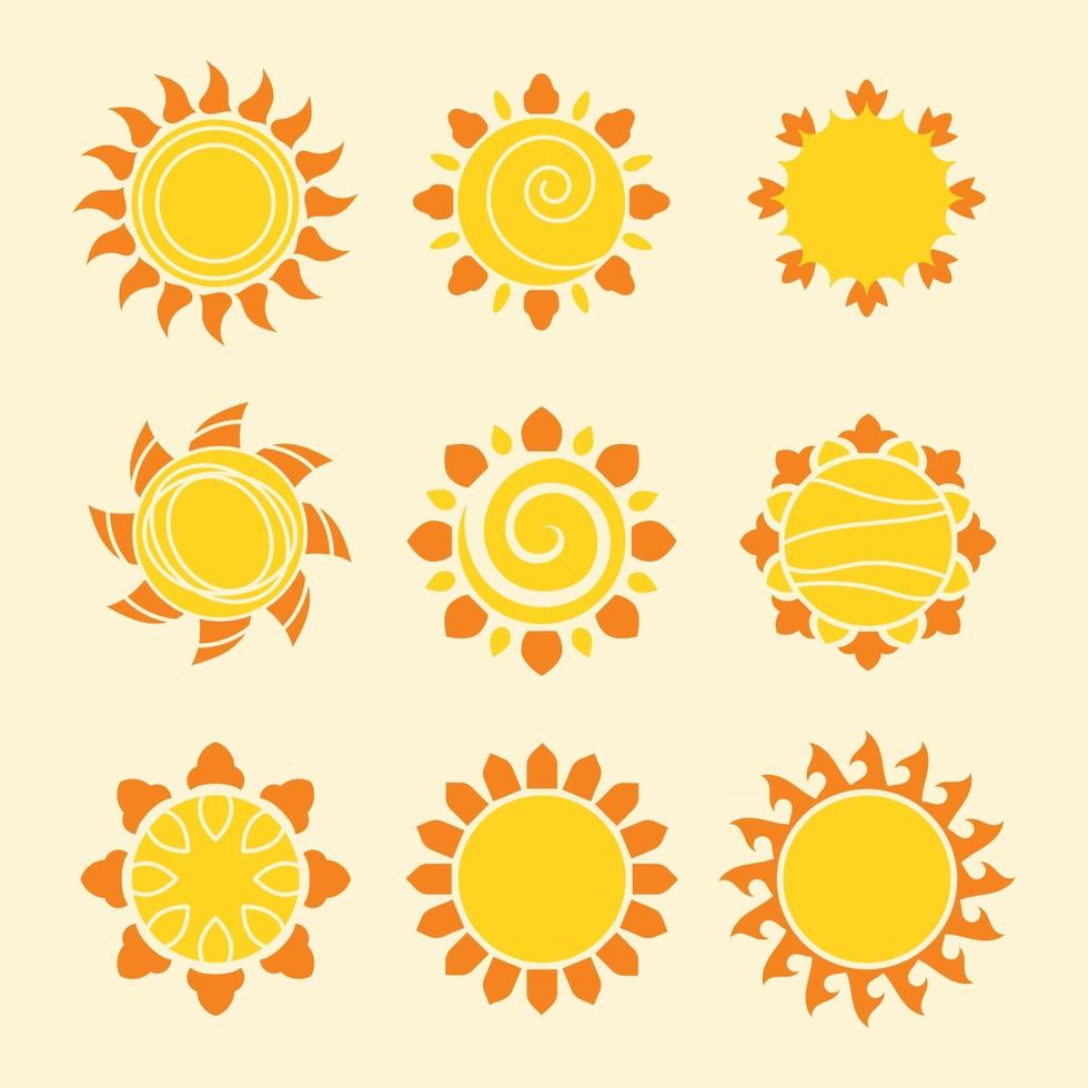 conjunto de icono moderno sol vector