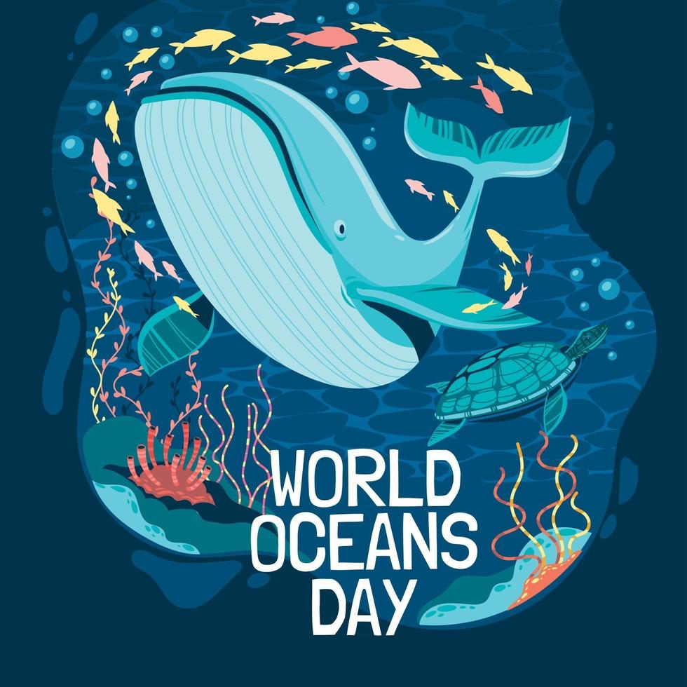 World Oceans Day Poster Concept vector