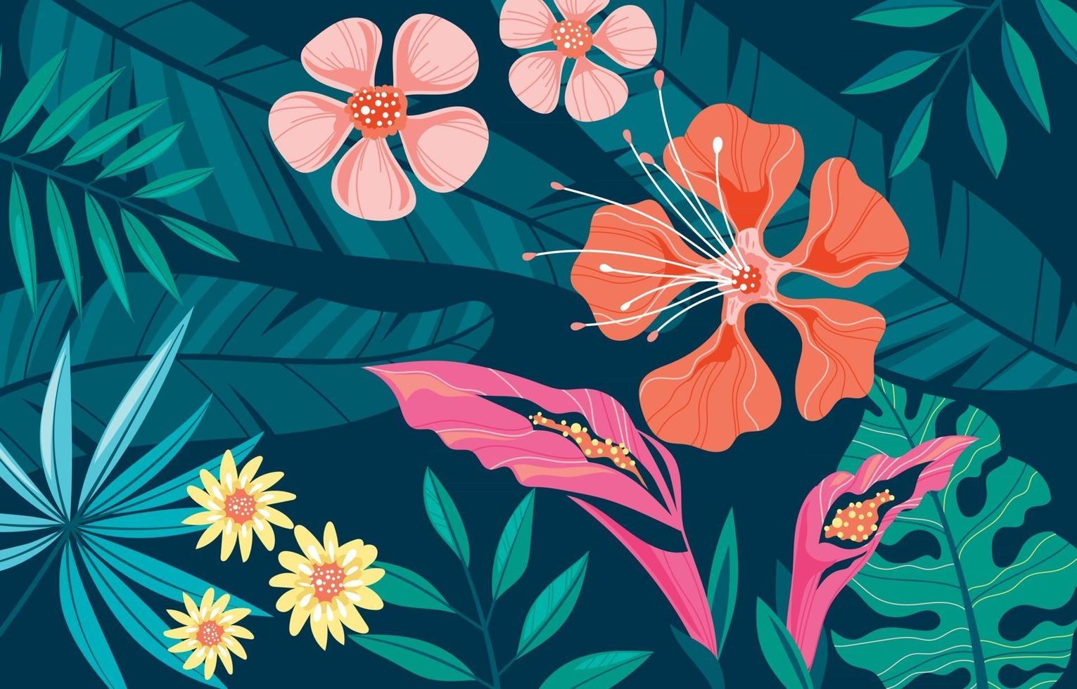 Modern Exotic Tropical Floral vector