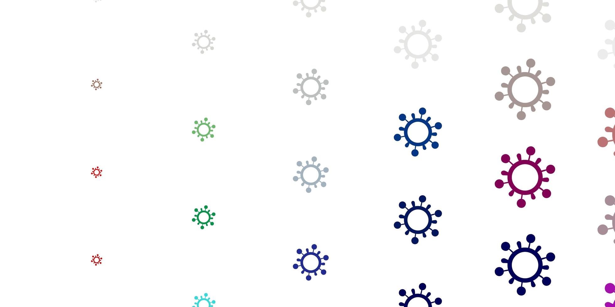 patrón de vector multicolor claro con elementos de coronavirus