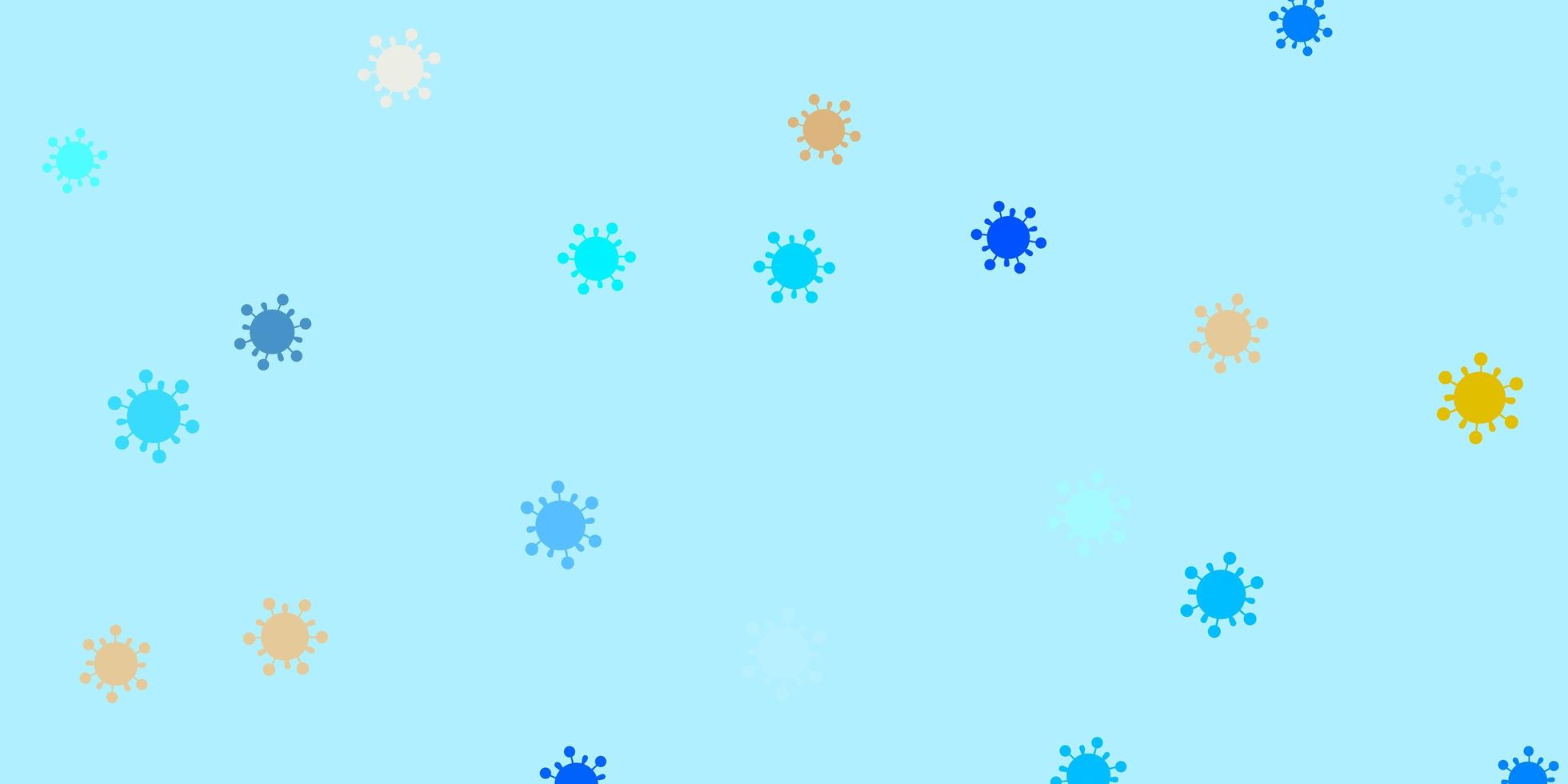 Light blue yellow vector backdrop with virus symbols