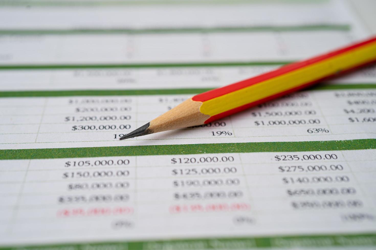 Spreadsheet table paper with pencil photo