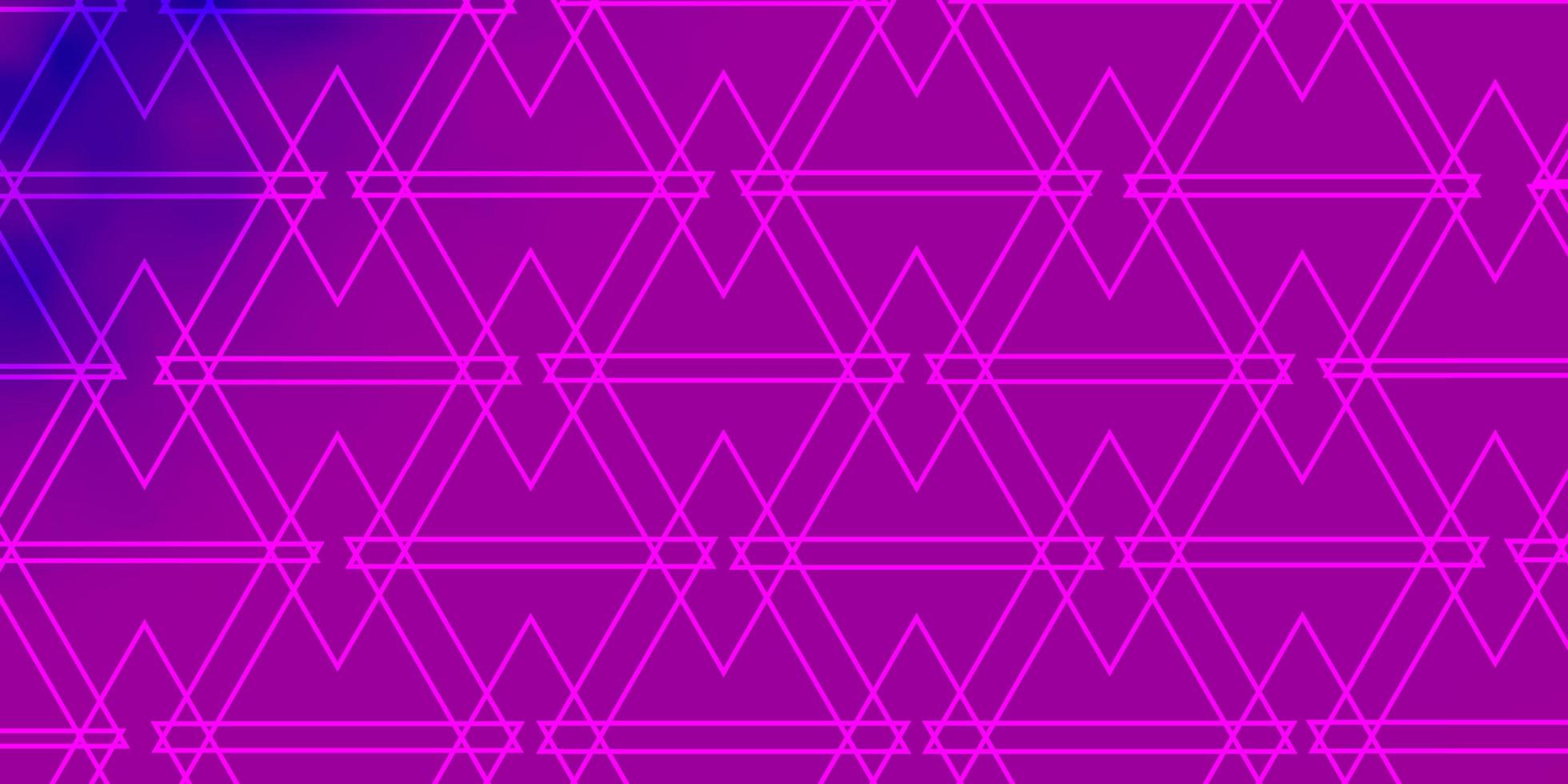 Telón de fondo de vector de color rosa púrpura claro con diseño decorativo de triángulos de líneas en estilo abstracto con patrón de triángulos para folletos folletos