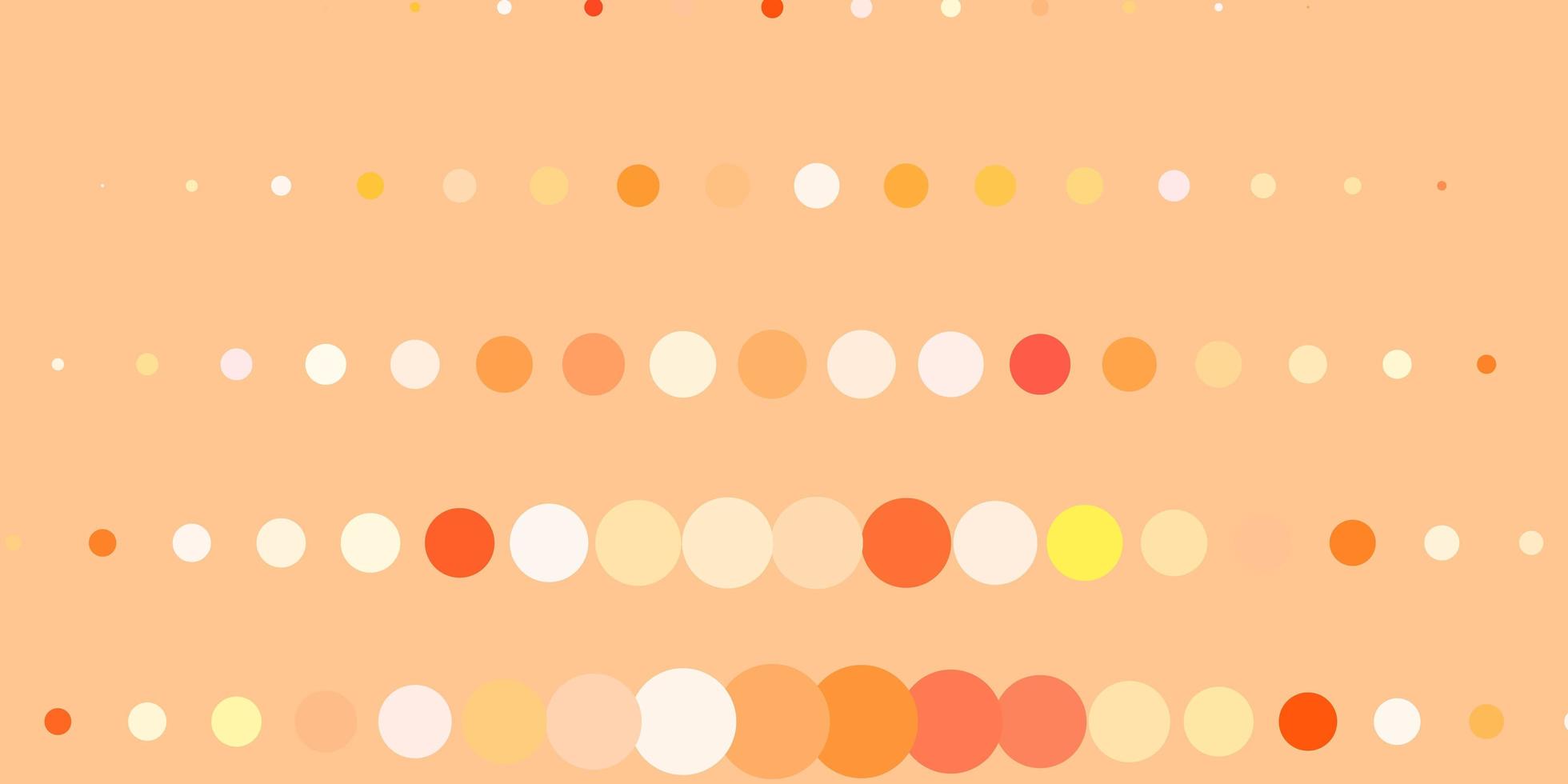 Fondo de vector naranja claro con círculos ilustración colorida con puntos degradados en patrón de estilo natural para páginas de destino de sitios web
