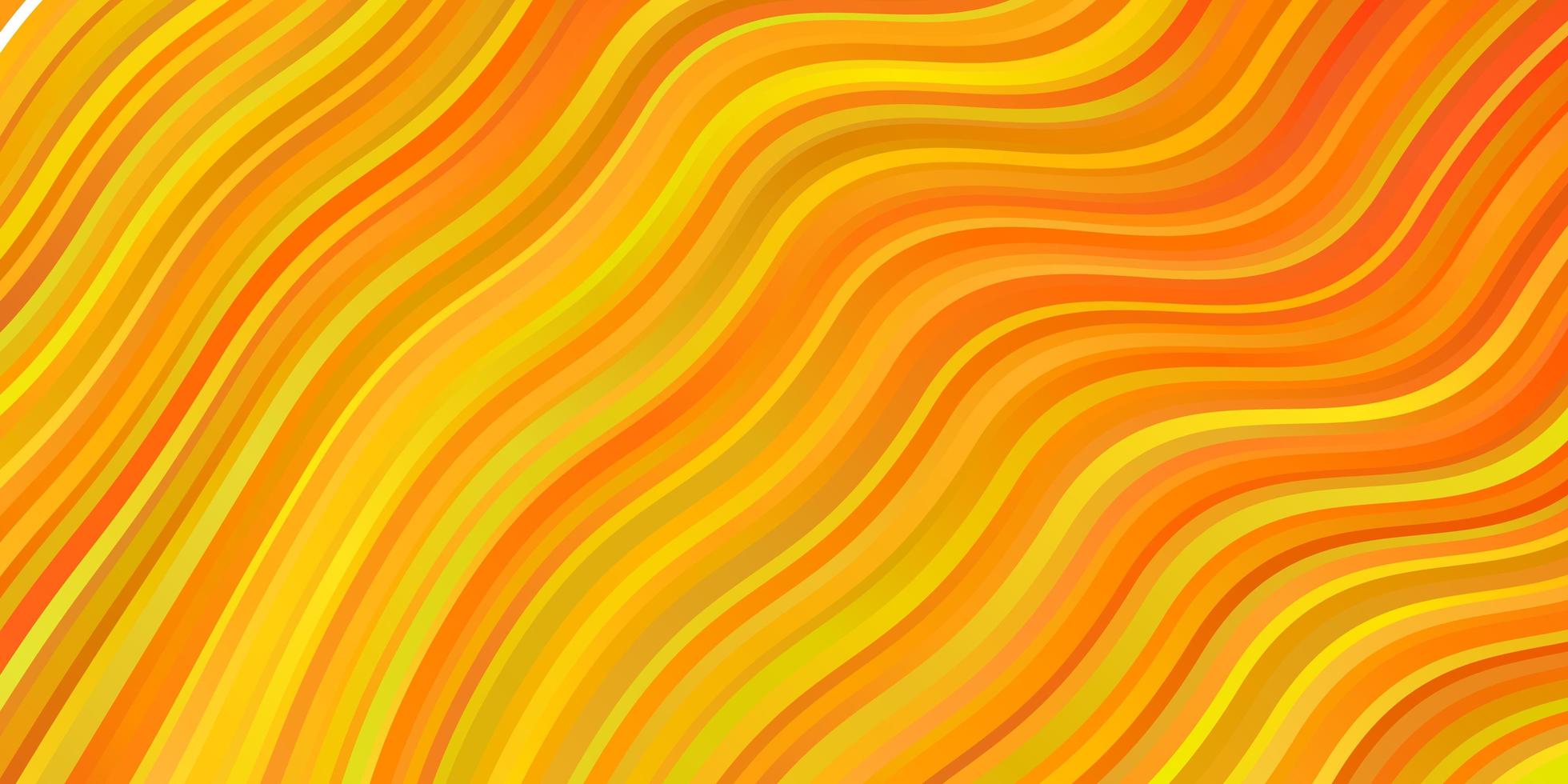 Fondo de vector naranja claro con líneas dobladas, ilustración colorida que consiste en un patrón de curvas para páginas de destino de sitios web