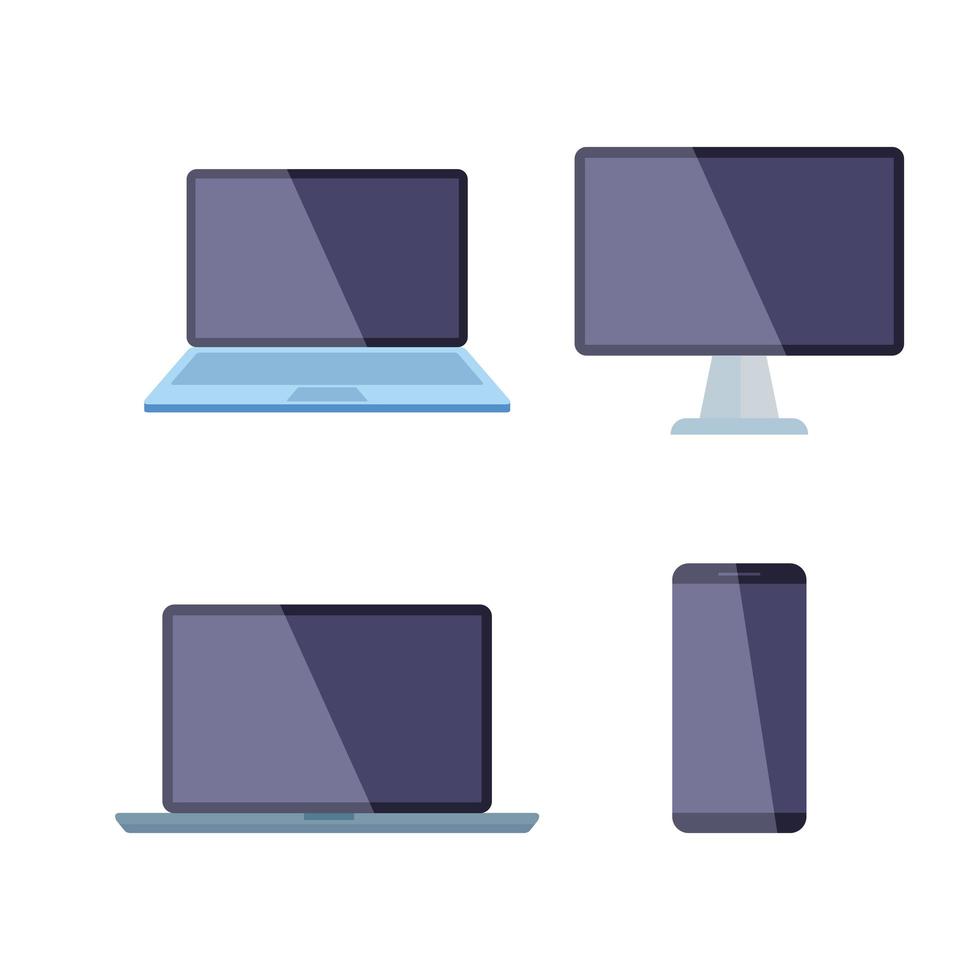 set of devices electronics icons vector