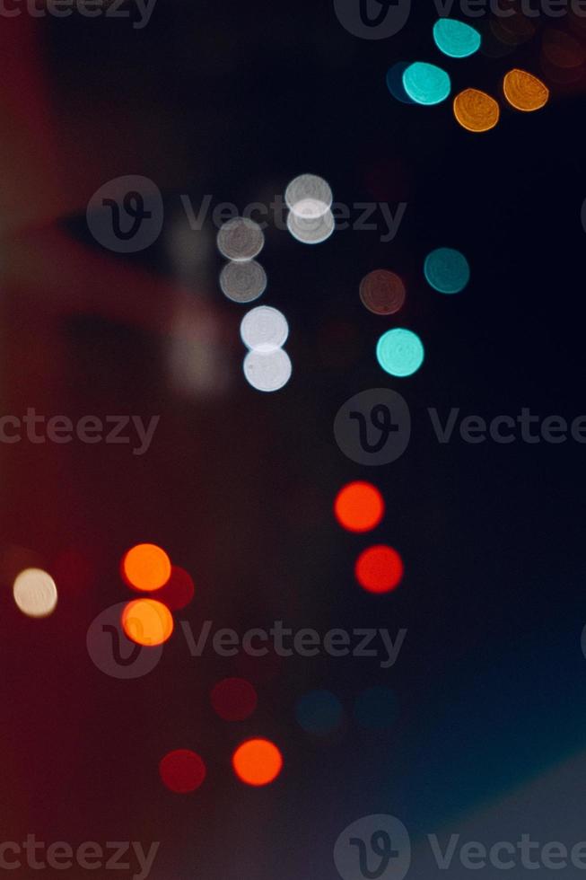 colorful bokeh street lights at night photo