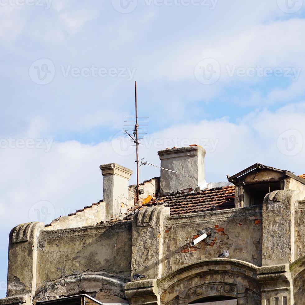 chimney on the rooftop of the house photo