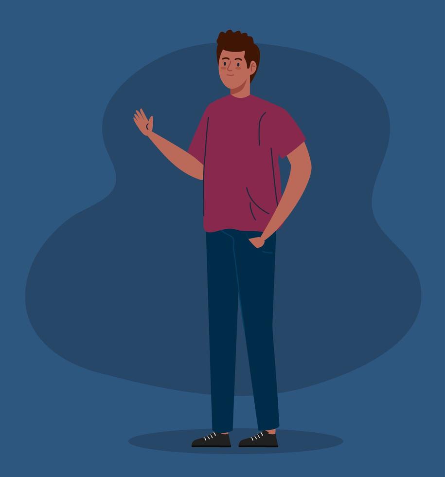 icono de personaje de avatar de hombre joven vector