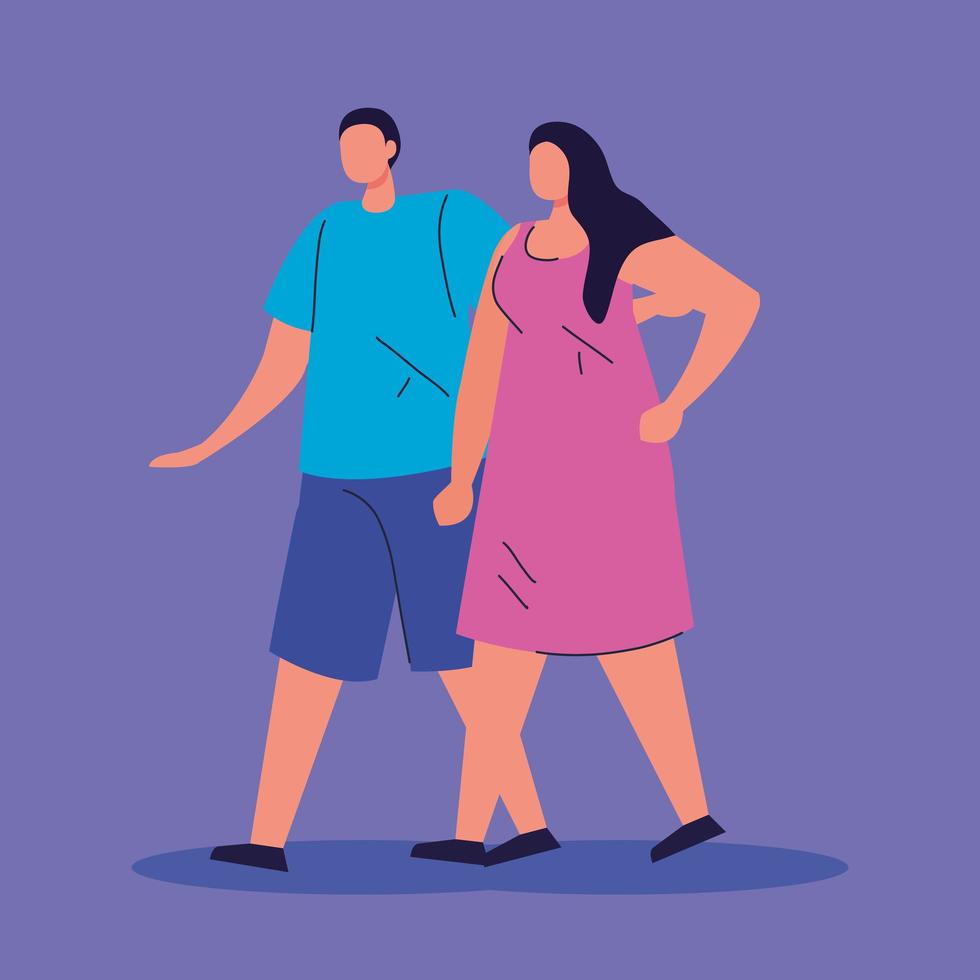 couple walking avatar character icon vector