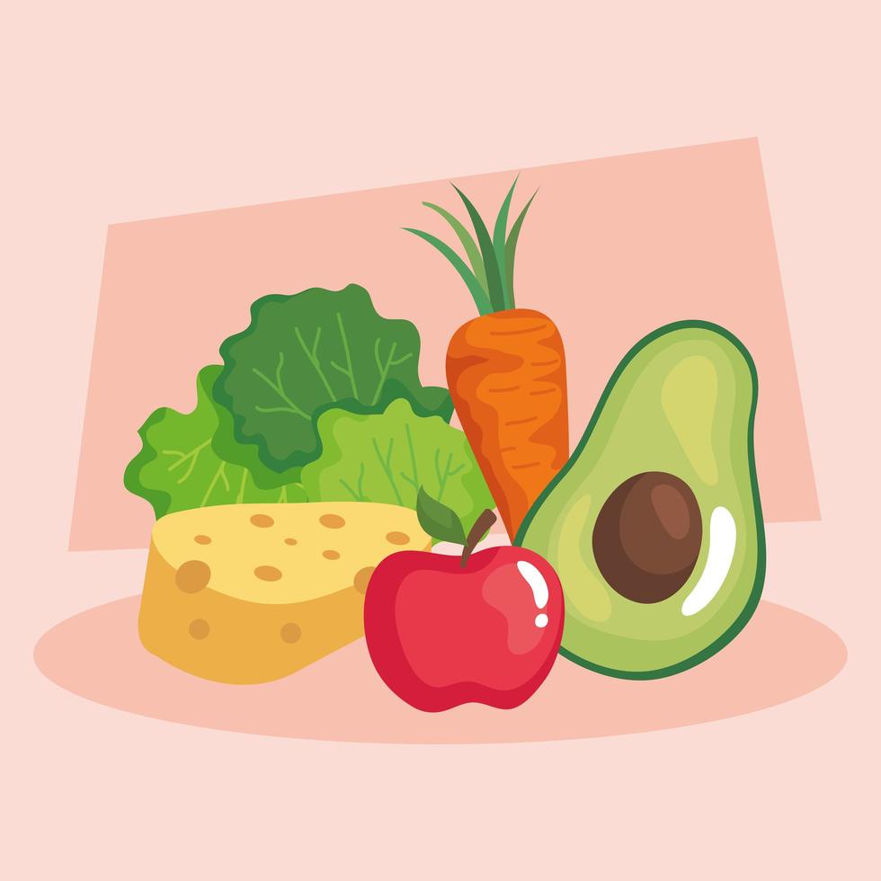 conjunto de verduras frescas y saludables vector