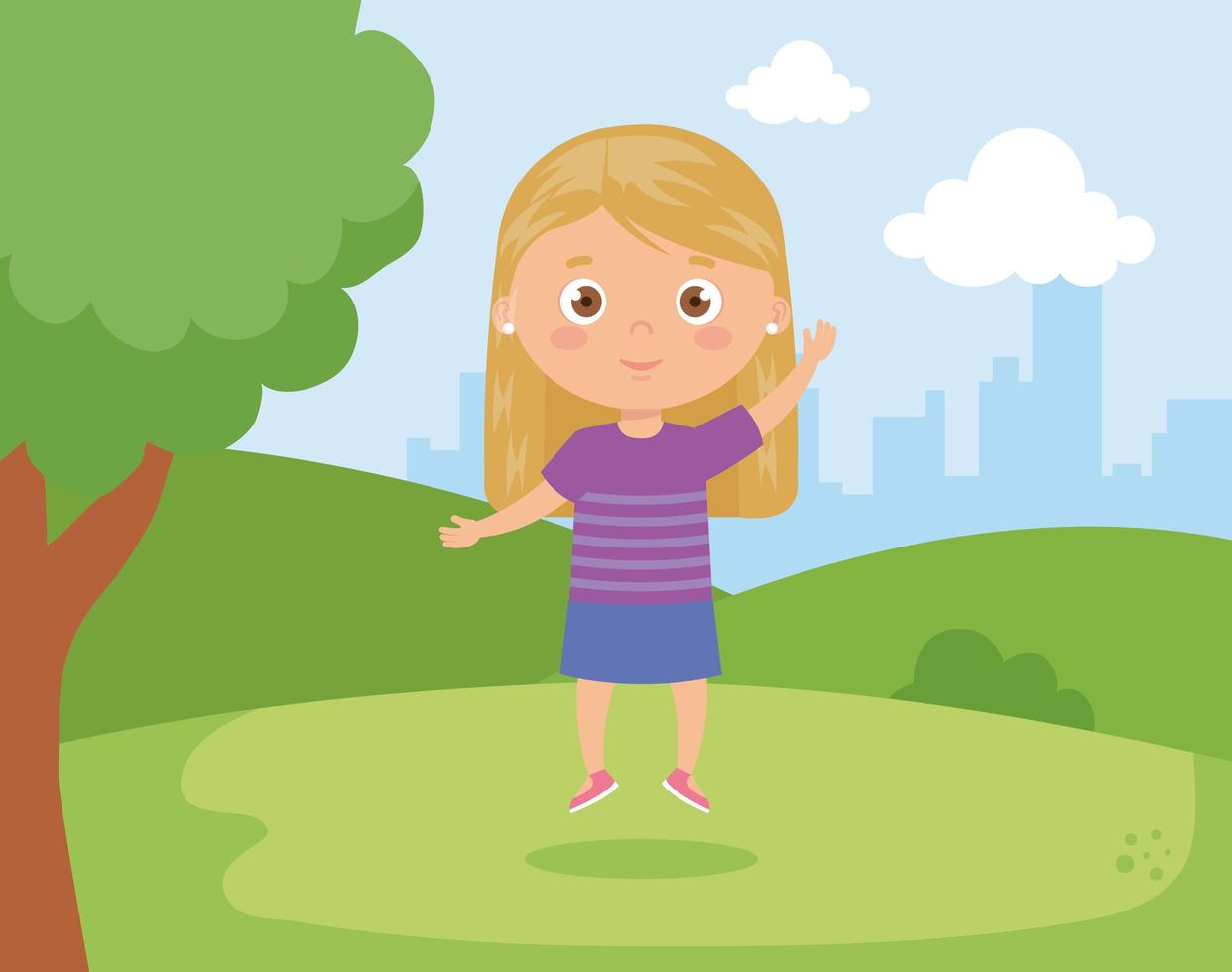 cute girl in the park nature vector