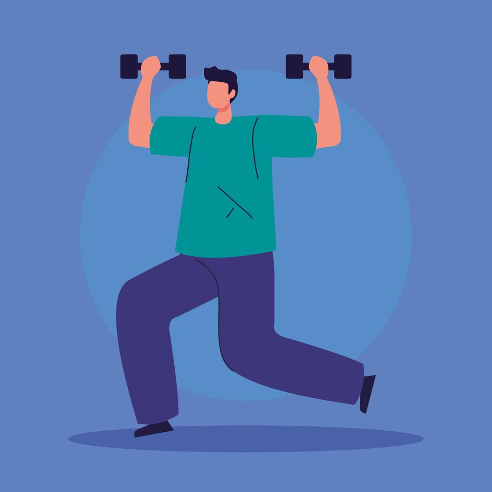 man lifting weights avatar character vector