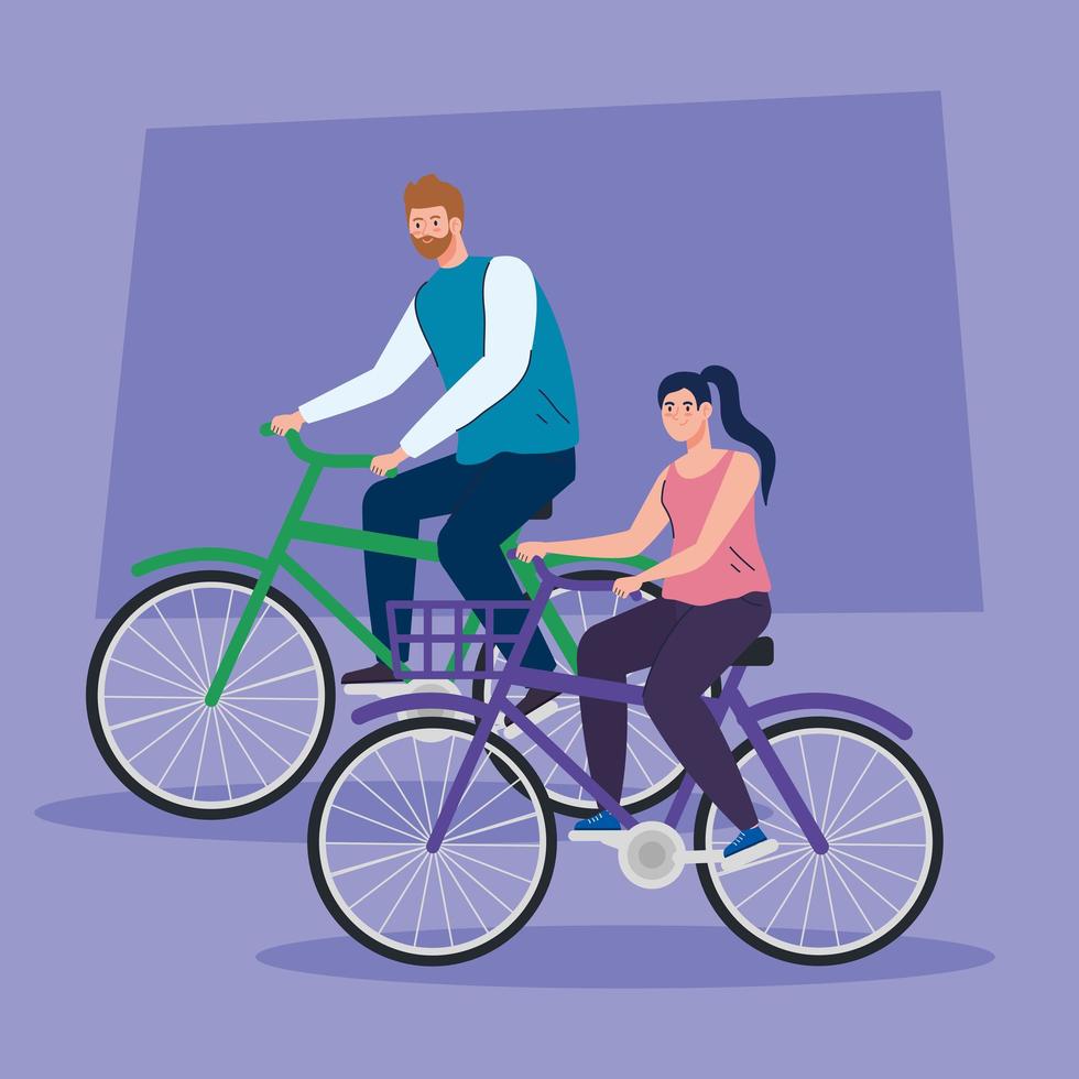 couple in bike avatar character vector