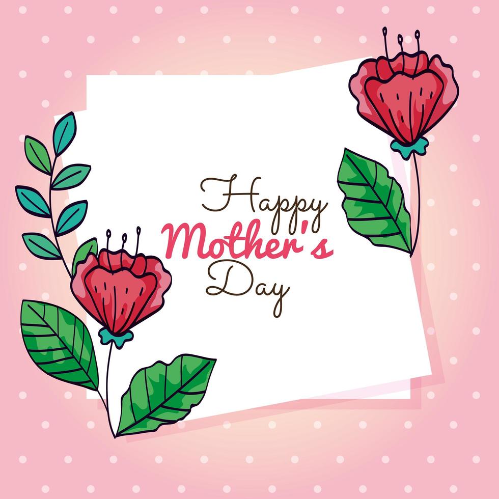 happy mother day card with flowers decoration vector